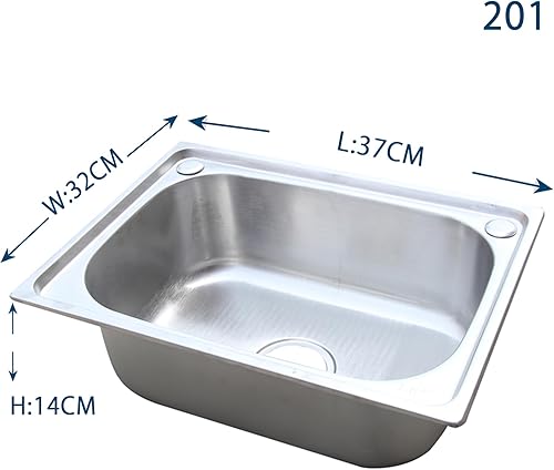 Evier Cuisine Évier en Inox 304 201 lavabo cuisine avec Kit de Robinet et de Vidange Evier Sous Plan ou Evier à Poser Lavabo avec Deux Trous de Montage,Argent (201-48 * 35 * 14cm(0.8mm side)) - Nail Gallerys