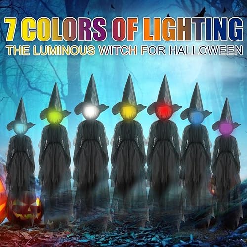 Sorcières Hurlantes, Se Tenant la Main, Lumières LED 7 Couleurs, Capteur activé par Le Son, Décoration Extérieure d'halloween, Idéale pour la Pelouse, la Cour, la Maison, Le Bar, - Nail Gallerys