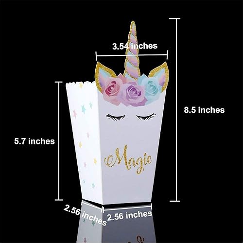 LATRAT Lot de 24 boîtes à pop-corn en carton pour enfants - Thème licorne - Nail Gallerys