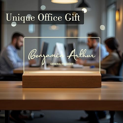 Plaque d'identification de bureau illuminée en acrylique personnalisée, Plaque de bureau personnalisée, Cadeaux pour les collègues de travail, Boss, Professeur, Décoration du bureau (Style 2) - Nail Gallerys