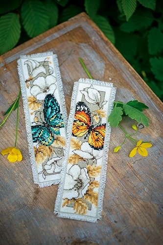 Vervaco De Point De Croix Compté Marque-Page DIY PAPILLONS ET FLEURS IV Kit Complet Loisir Créatif Adulte Cadeau De Lecture Broderie Débutant ca. 6 x 20 cm Cross Stitch - Nail Gallerys