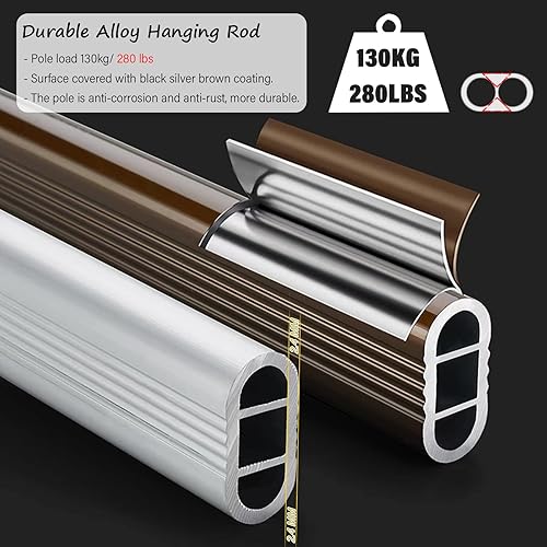 WLCGYD Barre de Penderie Tringle Tringle De Penderie Extra Longue, Barre De Support pour Porte De Placard, Tringle De Suspension Murale pour Buanderie(Bronze,70.9in/180cm) - Nail Gallerys