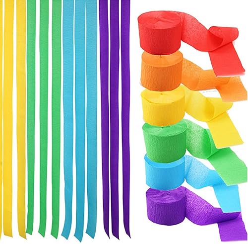 iYInJuan Papier Crépon, 24 Couleurs Papier Crepon Couleur Rouleau 10m de Longueur de 4.5cm de Largeur, Banderoles de Fête Colorées, Banderoles en Papier Bricolage pour l'artisanat de Pliage de Mariage - Nail Gallerys