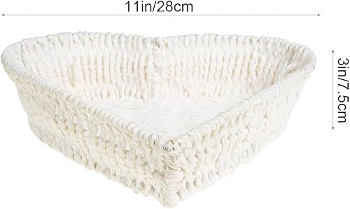 Veemoon Panier Coeur En Corde De Papier Plateau De Pain En Osier Décor Extérieur Récipients Pour La Nourriture Plateau De Table Basse Décor De Table De Café Blanche Corbeille Collation - Nail Gallerys