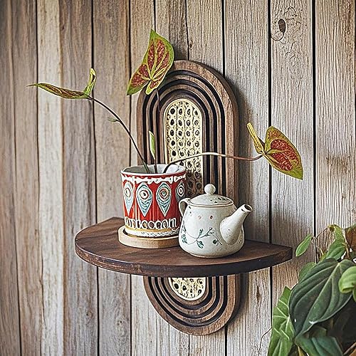 Étagère Murale en rotin - Étagère Rustique en rotin Naturel, Support de Rangement Mural décoratif bohème | Organiseur Suspendu Polyvalent pour, Serviettes, Cadres, clés ou Petits Objets Essent - Nail Gallerys