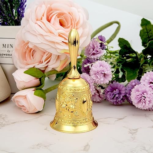 DIELIANHUA Cloche de Table en Métal, Sonnette de Noël, Sonnette à Main pour Restaurant, Hôtel, Réception, Cuisine, Floral, Rétro, Zinc - Nail Gallerys