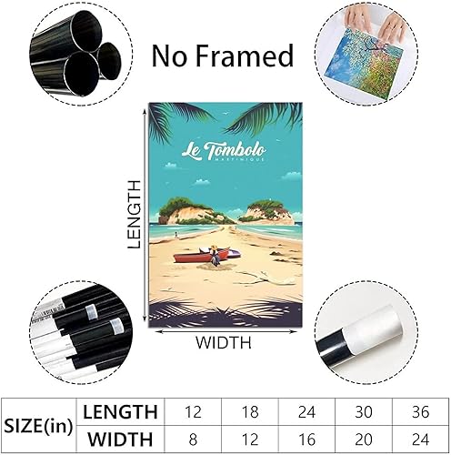 YONGCAI Poster vintage Le Tombolo Martinique Beach Travel sur toile pour décoration murale d'intérieur - Nail Gallerys