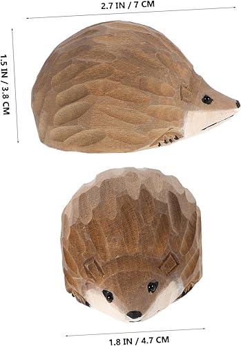 POPETPOP Ornements de Sculpture sur Bois Ornements pour étagères Ornements de Bureau Accessoires de hérisson Mini Ornements Statues de hérisson Figurines de hérisson en Bois Café - Nail Gallerys