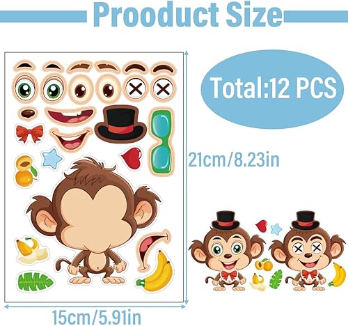 FENQURO 12 Pcs feuilles d'Autocollants, autocollant, créez votre propre mélange d'animaux et assortissez des autocollants d'animaux pour sacs de fête, fournitures de fête pour enfant - Nail Gallerys