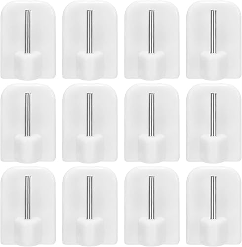 CANCYCC Lot de 12 crochets de rideaux autocollants blancs pour fenêtre - Crochets autocollants pour rideaux - Nail Gallerys