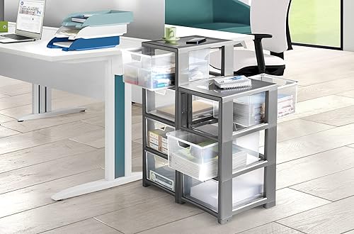 CEP Tour de Rangement avec 5 tiroirs-25993, Gris/Cristal, 32,5 x 35 x 95,6 cm - Nail Gallerys