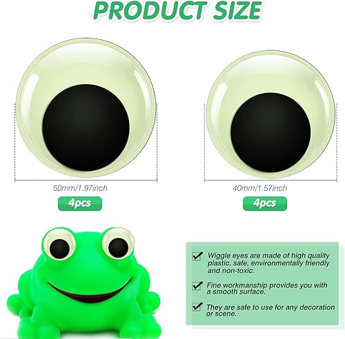 TOAOB Lot de 8 Yeux Mobiles Autocollants Noir Grands Yeux Mobiles en Plastique Rondes 40mm 50mm 75mm 100mm pour Bricolage Scrapbooking Artisanat - Nail Gallerys