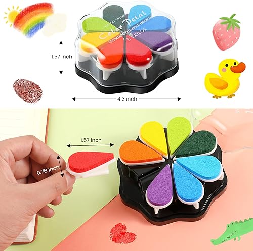 DazSpirit Tampons Encreurs, 8 Couleurs Tampons Encreurs D'empreintes Digitales Partenaire Bricolage Lavable pour Kid Imagination Rubber Stamp Scrapbooking Card Making DIY Décoration - Nail Gallerys