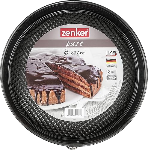 Zenker Z3964 Moule à charnière Ø 28 cm Série Pure Moule à gâteau avec revêtement anti-adhésif Moule à gâteau rond avec fond plat Noir Quantité : 1 pièce - Nail Gallerys