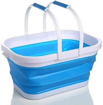 Venus valink 10L Silicone Rétractable Pliable Seau Shopping Panier Cuisine Légumes Fruit Fourre-Tout, Pliant Barillet pour Extérieur Camping Pêche Fournitures - Bleu - Nail Gallerys