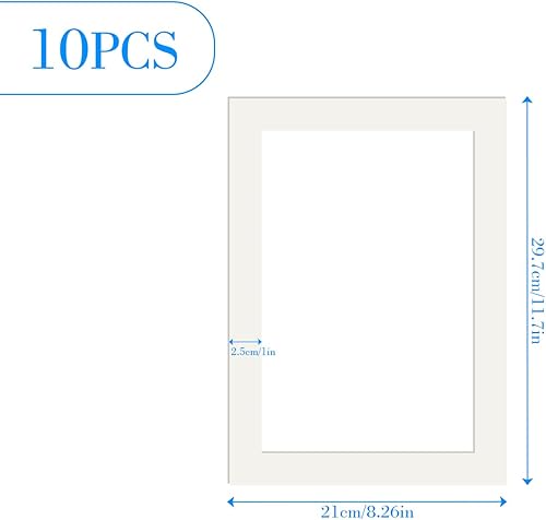 GLADFRESIT Lot de 10 passe-partout blancs A4 doublés avec papier pour images, affiches, peintures, remise de diplôme, œuvres d'art - Nail Gallerys