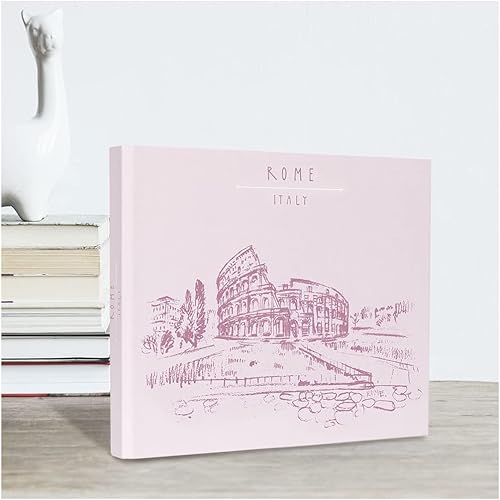 Album Photo Traditionnel escapade à Rome 120 Photos 10x15 cm - Carnet de Voyage Souvenirs Rose clair de 60 Pages blanches Escapade à Rome – Fabriqué en France - Nail Gallerys