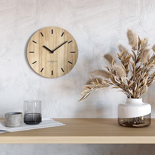 Cander Berlin MNU 2730 A Horloge murale silencieuse en bois moderne plaqué chêne sans tic-tac pour cuisine salon analogique vintage 30 cm - Nail Gallerys