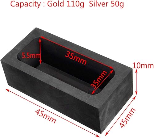 Jonoisax Moules de Lingot de Graphite, Argile de fonderie, crucibles de Graphite, Moulage en Fusion en métal argenté en Or,Capacity: Gold190gSilver90g - Nail Gallerys