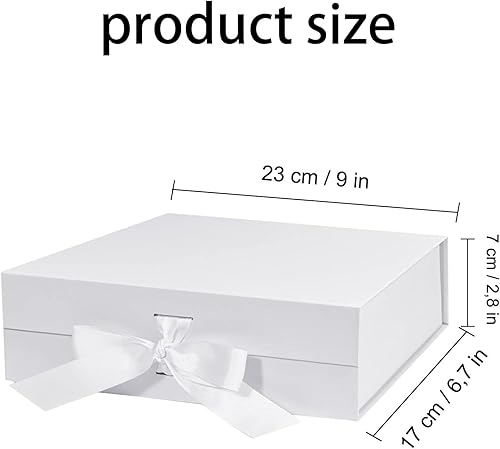 Coffret Cadeau, Coffret Cadeau avec Noeud, Coffret Cadeau Magnétique avec Couvercle, Boîte d'Emballage Cadeau Réutilisable, pour Anniversaire, Noël, Saint Valentin (Blanc) - Nail Gallerys