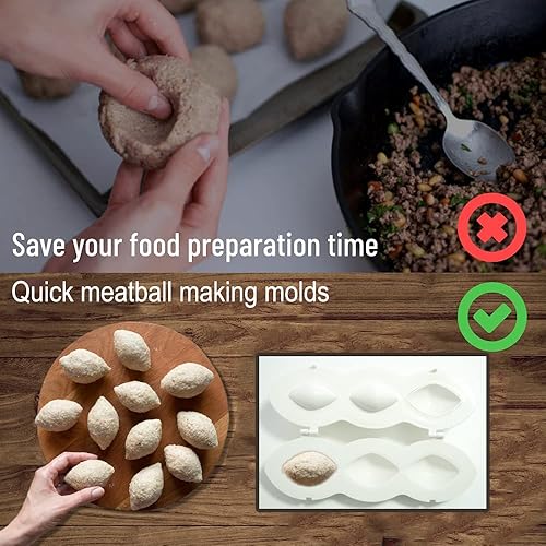 Aoipend Kibbeh Moule à boulettes de viande manuel Outil de presse à pain de viande 7 cm Grande taille Accessoires de cuisine - Nail Gallerys