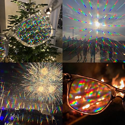 PRISMAZ Lunettes spectrales pour de fantastiques effets kaléidoscopiques arc-en-ciel – Festival Rave Feu d'artifice Accessoire de fête Lunettes de diffraction Lunettes arc-en-ciel - Nail Gallerys