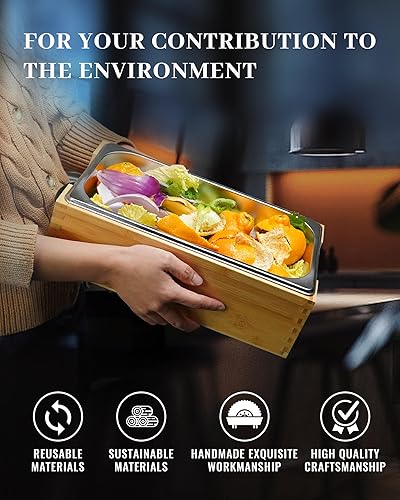 GOURDBRO Poubelle Cuisine avec Couvercle, Poubelles à Compost en Acier Inoxydable, Composteur Cuisine, Seau Compost Conviennent au Stockage Quotidien des Déchets Organiques, 5.6L - Nail Gallerys