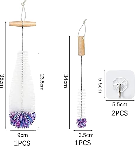 Brosse de nettoyage 2 pièces avec crochet 2 pièces, brosse pour bouteille d'eau avec poils doux pour résister aux rayures, pour bouteilles de soda, bouteilles en verre, bouteilles de lait (couleur) - Nail Gallerys