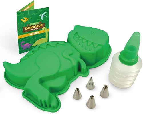Ensemble de pâtisserie dinosaure pour enfants avec grand moule à gâteau en silicone dinosaure avec buses et carte de recette de dinosaure - Nail Gallerys