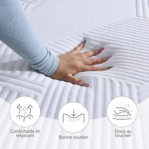 Twirest Surmatelas 140 x 190CM, Épaisseur 7,5CM, Mousse Mémoire à Gel, Confortable et Respirant, avec Design Antidérapant et Housse de Matelas Amovible et Lavable - Nail Gallerys