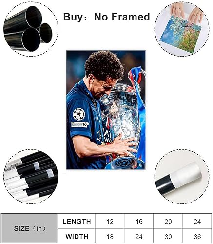utahcr Poster sur toile PSG UCL 2025 Captain Marquinhos - Décoration pour chambre à coucher, bureau, chambre, cadeau - 30 x 45 cm - Nail Gallerys