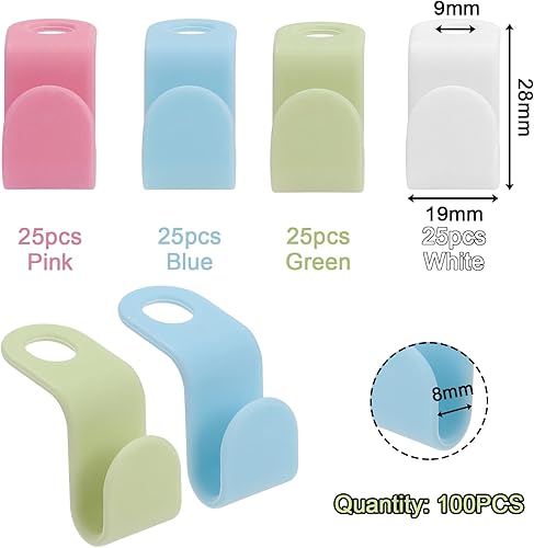 KEESIN Lot de 100 crochets de cintres pour vêtements - Gain de place - Pour armoire - Pour économiser de l'espace (vert/bleu/blanc/rose) - Nail Gallerys