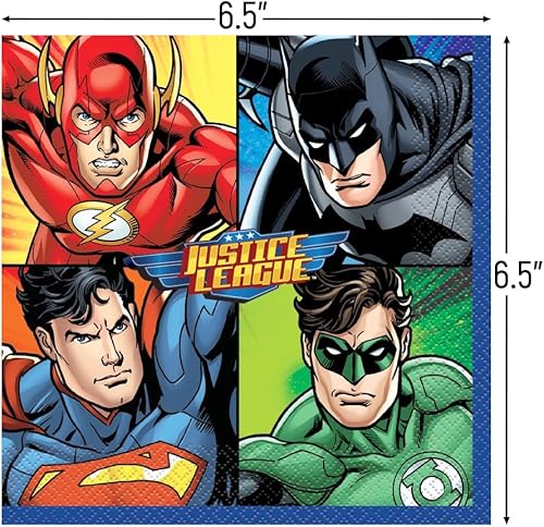 Unique Party- Justice League Serviettes en Papier, 49962 - Nail Gallerys