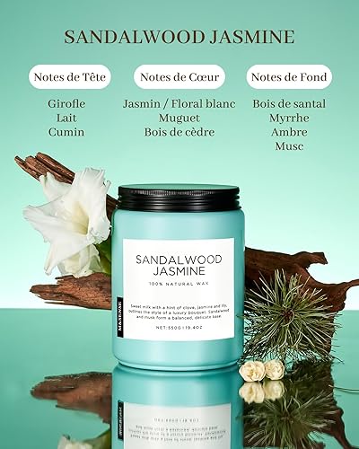 M&SENSE Bougies Parfumées en Soja Fleur de Cerisier 200g - 50h Parfum Doux/Fleuri, Ambiance Romantique/Relaxante, Cadeau Élégant/Unique Maison/Salon - Nail Gallerys