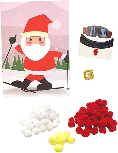 MÉGACRÉA Kit Tableau Pompons Père Noël 15 x 21 cm - Nail Gallerys