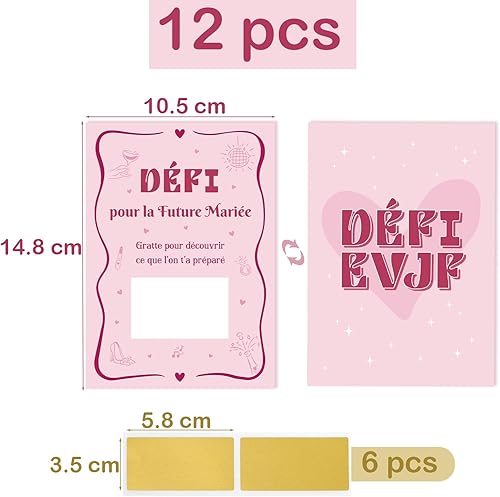 12 Cartes à Gratter pour EVJF Cartes de Défi avec Stickers pour Enterrement de Vie de Jeune Fille Accessoire Jeu Fête EVJF - Nail Gallerys