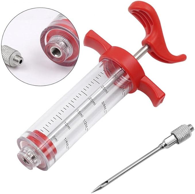 ZINGKING Seringue injecteur de viande, kit de seringue d'assaisonnement alimentaire en acier inoxydable avec 2 aiguilles, 1 brosse à barbecue et 1 nettoyeur d'aiguilles, idéal pour les barbecues, les - Nail Gallerys
