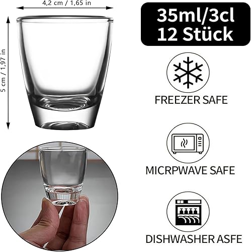 24 Verres à Shot en Verre, Vin en Forme D'oeuf de 35 ml, Gobelet en Verre dur, Petit Vin en Forme D'oeuf pour Fête, Avec Fond épais, Pour Liqueurs, Vodka, Ouzo, Sambuca, Tequil - Nail Gallerys