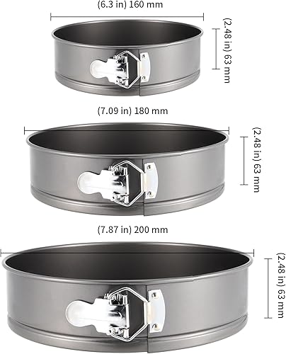 KEILEOHO Lot de 3 moules à gâteau, ronds, 16/18/20 cm, anti-fuite, avec fond amovible et fermeture en métal, pour gâteaux, pain, fromage, noir - Nail Gallerys