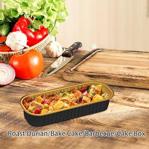 Lot de 20 moules à gâteau avec couvercles - En aluminium - Non adhésifs - 200 ml - Rectangulaires - Pour pain de brownie - Nail Gallerys