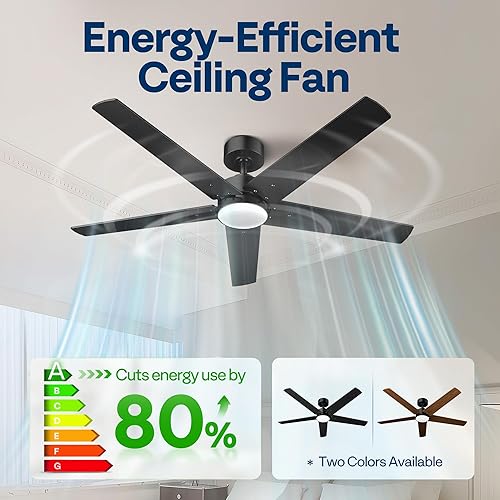 VIVOHOME Ventilateur de plafond avec lumières 52 pouces/132 cm profil bas avec lumière et télécommande pour chambre à coucher salon garage 6+1 vitesses 3CCT Dimmable Timer Quiet Reversible - Nail Gallerys