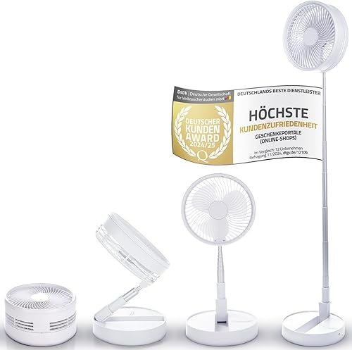 GOODS+GADGETS Ventilateur de table pliable et sur pied avec batterie rechargeable avec batterie de 6000 mAh, très silencieux et portable - Nail Gallerys