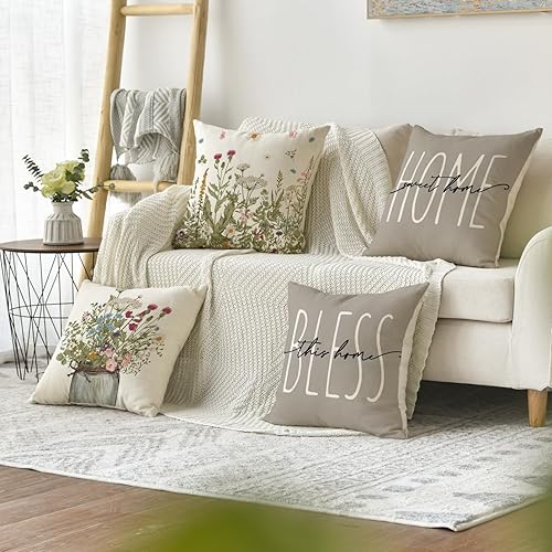 Artoid Mode Lot de 4 housses de coussin décoratives pour l'été - 45 x 45 cm - Nail Gallerys