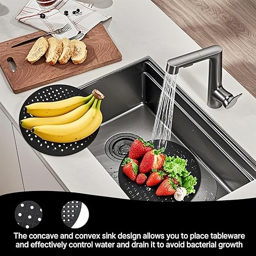 AzureRay Tapis d'évier antidérapant en silicone, Très épais, découpable,design nid d'abeille – Protection évier cuisine, tapis fond évier – Idéal pour vaisselle, frui (Ronde) - Nail Gallerys