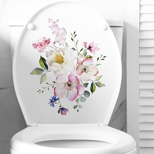 Wisafory Autocollant pour siège de toilette - Motif floral - Autocollant pour couvercle de WC - Autocollant de salle de bain - Étanche - Pour décoration de salle de bain - Nail Gallerys