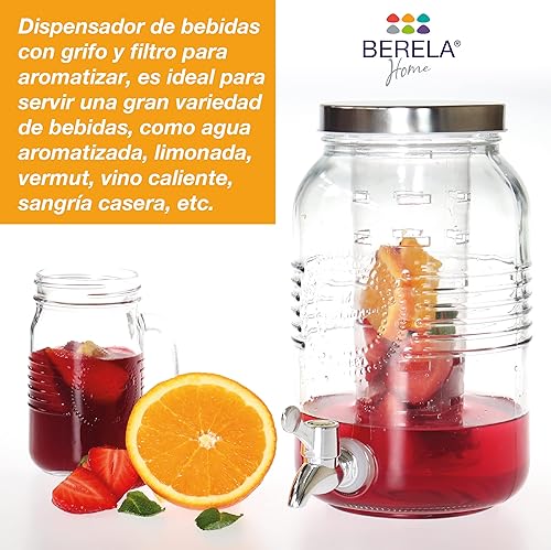 BERELA Home - Fontaine à Eau en Verre avec Robinet et Filtre. 3 L - Nail Gallerys