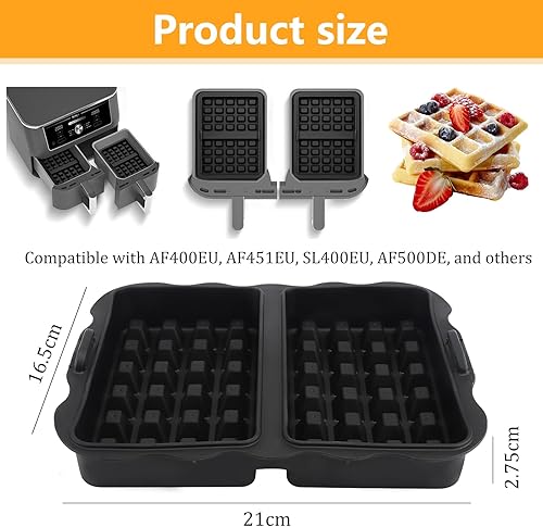 Lot de 2 moules à gaufres pour Ninja – Accessoire friteuse à air en silicone réutilisable, compatible avec Ninja AF400EU, AF451EU, SL400EU, AF500DE – Moule à gaufres pour friteuse sans huile - Nail Gallerys