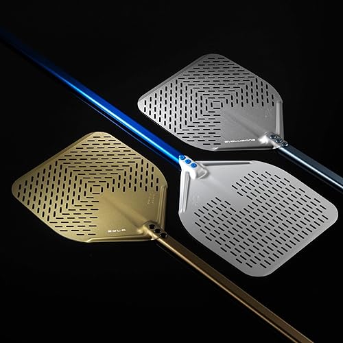 Gi.Metal Pelle à pizza professionnelle ligne bleue A-32RFX/120, tête 33 x 33 cm, manche démontable de 120 cm, tête en aluminium anodisé neutre, manche anodisé bleu (120) - Nail Gallerys