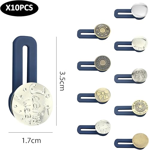 10 boutons d'extension de ceinture, rallonges de boutons, boutons en denim, rallonges de boutons élastiques en métal, adaptés aux jeans, pantalons et jupes. - Nail Gallerys
