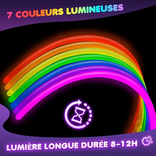 Ziitty 100 Bracelet Fluorescent Lumineux, Decoration Noël Accessoire, 7 Magnifiques Couleurs Bâton Lumineux, Accessoire Fluo, Loups et lunettes de fête Gadgets Néon pour Décoration Nouvel an de Fête - Nail Gallerys
